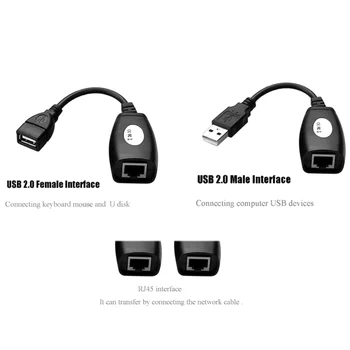 Savaeigis 150ft USB prailginimo Ethernet RJ45 Cat5e/6 Kabelis LAN Adapteris Extender 