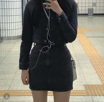 Sexy Moteris Džinsinio Mini Sijonas Mados Vasaros Aukšto Juosmens Korėjos Juodas Sijonas, Mėlyna Paketo Klubo Džinsai Harajuku Plius Dydis Medvilnės