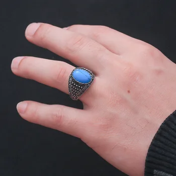 Sidabras 925 Žiedo Vyrų Originali 925 Sterlingas Sidabro Žiedai Moterų Mėlyna Natūralaus Akmens Moterų Žiedas Madinga Papuošalai