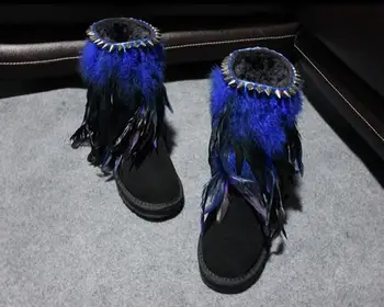 Sniego batai moteriška kailio vienas trumpas vamzdelis, vamzdis odos, vilnos korėjos versija, plius aksomo storio žiemos moterų batai
