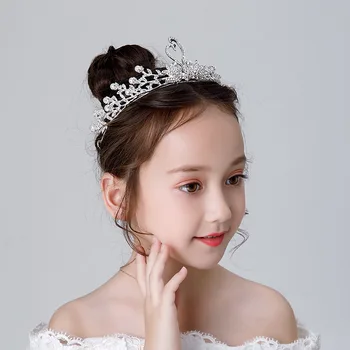 Spalvingas Vaikų Mergaičių Blizgučiai Krištolas Kalnų Krištolas Princess Crown Tiara Gėlė Mergina Vestuvių, Gimtadienio Prom Plaukų Aksesuarai Sandėlyje