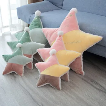 Spalvų atitikimo penkerių-pažymėjo žvaigždutė pagalvę penkerių-pažymėjo žvaigždutė pliušinis žaislas spalvos žvaigždė pagalvėlė sofa atgal, vaikų kambario dekoravimas