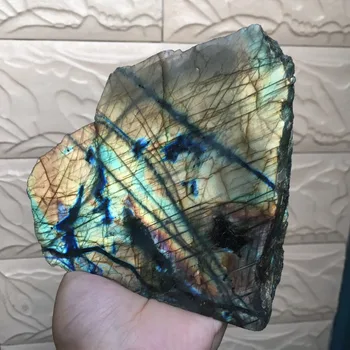 Sunkus flash didelio dydžio natūralių akmenų ir mineralų labradoras mėnesiena akmens žalias perlas skyriuje poliruoti roko vidaus apdaila