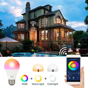 Super Šviesus E27 RGB WIFI Smart Šviesos Lemputės Balso Kontrolės pažadinimo Pritemdomi Laikmačio Funkcija Lempos, Gali Dirbti su Alexa/Google/Home