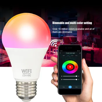 Super Šviesus E27 RGB WIFI Smart Šviesos Lemputės Balso Kontrolės pažadinimo Pritemdomi Laikmačio Funkcija Lempos, Gali Dirbti su Alexa/Google/Home