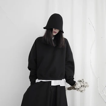 Tamsiai Departamento moterų Drabužių Nišą Dizaineris Moterų Yamamoto Dizaino Šikšnosparnių rankovėmis nereguliarus puloveris Hoodie