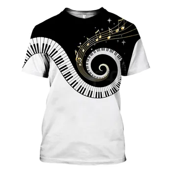 Tessffel Mados t shirts Muzikos instrumentas, Meilės Fortepijono Meno Spalvinga Atsitiktinis Juokinga 3D Atspausdintas T-shirt Unisex Vyrai Moterų Stilių-3