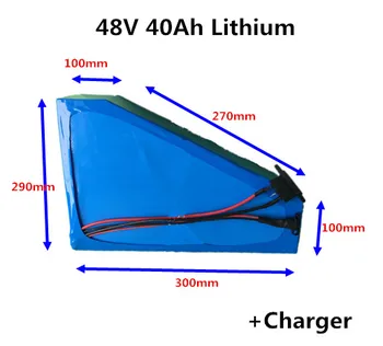 Trikampis 48V 40Ah Ličio li jonų baterija su bms už 3000W 2000W ebike elektrinis dviratis kalnų ebike riebalų dviratis +5A mokestis