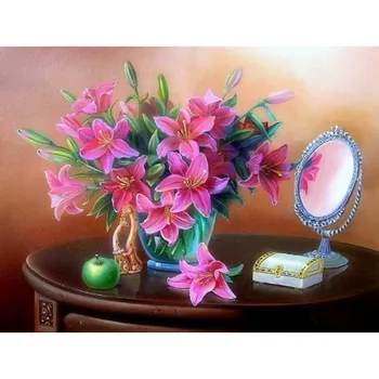 Tualetinis staliukas,Gėlės, Kryželiu Diamond Siuvinėjimo Namų Puošybai 5D 