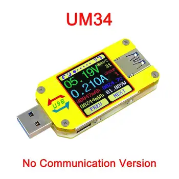 UM34/UM34C LCD Ekranas Testeris Tipas-C USB Voltmeter Ammeter Varžos Matuoklis Įkrovimo Įtampa Srovės Testeris-LCD Spalvotas Ekranas