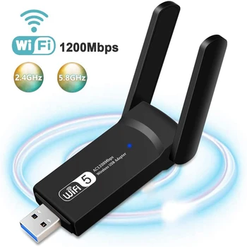 USB 1200Mbps Wifi Adapter Dual Band 5 ghz iki 2,4 Ghz, 802.11 AC RTL8812BU Wifi Antenos prijungimo įtaisas Tinklo Kortelė Nešiojamojo kompiuterio Darbalaukį
