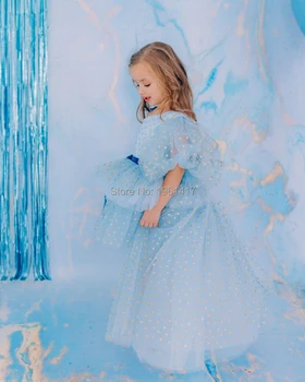 Vaikai dress Helovinas blue princess drabužius etapo rezultatus drabužių saldus mielas kulkšnies suknelė smėlio karalienė cosplay