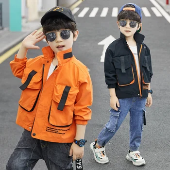 Vaikų drabužiai 3-13 metų Vaikų striukė Mados visas rungtynes, kietas studentų striukė gatvės stiliaus spausdintos raidės berniukas drabužiai