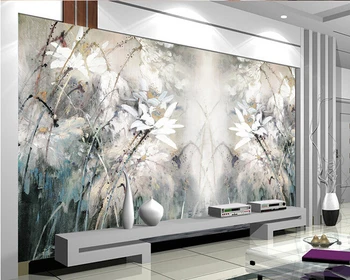 Vartotojo 3D freskomis,Derliaus tapybos lotus ranka-dažytos freskomis papel de parede,gyvenamasis kambarys sofos, TV miegamojo sienos tapetai