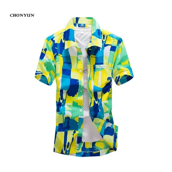 Vasaros Stiliaus Prekės ženklo Havajų Vyrų Havajų Paplūdimys Marškinėliai Chemise Homme Kokoso Palmių Spaudinių Prarasti Atsitiktinis Marškinėliai Azijos Dydis L-5XL