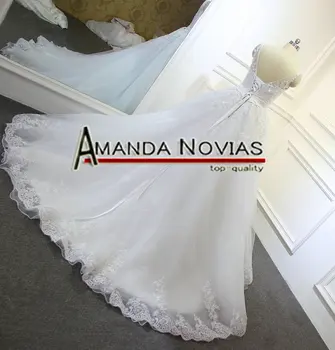 Vestido de noiva 2019 Naujas Nekilnojamojo Nuotraukos Amanda Novias Nėriniai Kamuolys Suknelė Vestuvių Suknelė