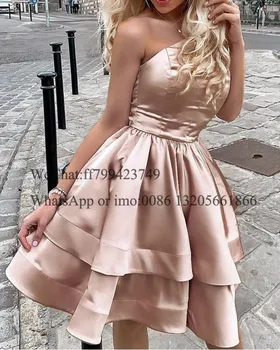 Vienos Pečių Mini Trumpas Bridesmaid Dresses Rožinė Linija, 2021 Žavinga Vestuvės Dress Chalatas De Soiree De Mariage