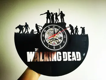 Walking Dead Vinilo Įrašas Sieninis Laikrodis, Šiuolaikinio dizaino ir Meno CD Laikrodis Žiūrėti Kūrybos Horloge Namų,sieninis laikrodis