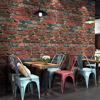Wellyu nostalgišką Retro stereo plytų imitacija tapetai, kavinė, baras, restoranas kultūros mūrinis raudonų plytų tapetai papel de parede