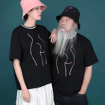 YIZISToRe originalus atsitiktinis normcore minimalistshort rankovėmis pora T-marškinėliai su spausdinimo mergaičių ir berniukų 4styles (ĮDOMUS KIK)