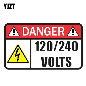 YJZT 14CM*8.3 CM Danger120/240 V Atspindintis Automobilių Lipdukas Įspėjimo Lipdukas PVC 12-1097
