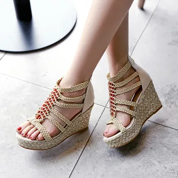 {Zorssar} 2018 Bohemiškas stilius ponios Pleištai sandalai Vasarą Moteriški Batai Butai platformos basutės, batai Madingų Moterų batai