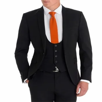 Įvairių jaunikis groomsmen atvartas jaunikis suknelė juoda Slim fit vyriški tiktų vestuvių geriausių vyrų striukė (striukė + kelnės + liemenė) 217