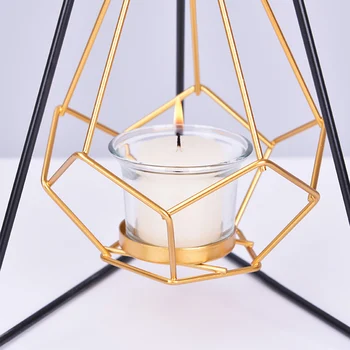 Šiaurės stiliaus žvakidė savininkas - aukso stiklo, Žvakių Laikiklis Geležies Stovėti Paramos Žvakidė Žibintų Kabo Dekoro Stovo