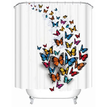 Šokių Butterfly Dušo Užuolaidos Paprasta Šiaurės Spausdinimo Vandeniui Vonios Sienelė Uždangos, Užuolaidų Kabo Užuolaidos